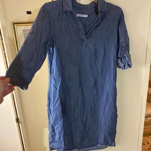 Kenneth Cole - Reaction - Polka Dot Denim Mini Dress - 4 - Long sleeeve
